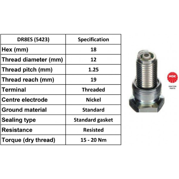 SPARK PLUG DR8ES MOTOR CYCLE image