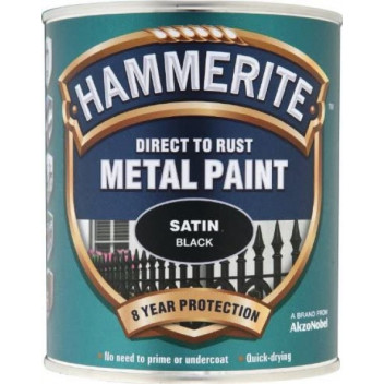 Image for Hammerite 5092829 - Metal Paint Satin Black Paint 750ml