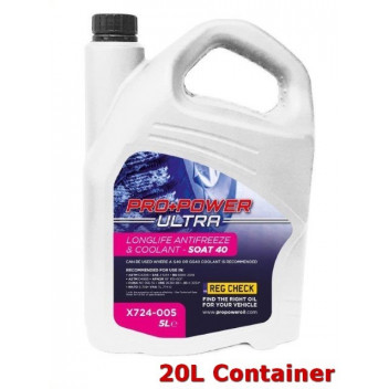 Pro Power Ultra X724-020 - Longlife Antifreeze & Coolant - SOAT - 40 Can Be  Used Where A G40 & GG40 Coolant Is Recommended 20L - Car Spares Distribution