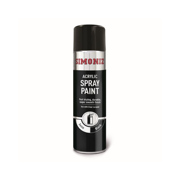 Satin Black Acrylic Spray Paint SIMP16D - Car Spares Distribution