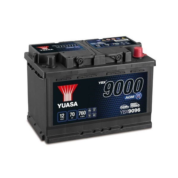 Yuasa YBX9096 12V 70Ah 760A AGM Start Stop Battery - Car Spares