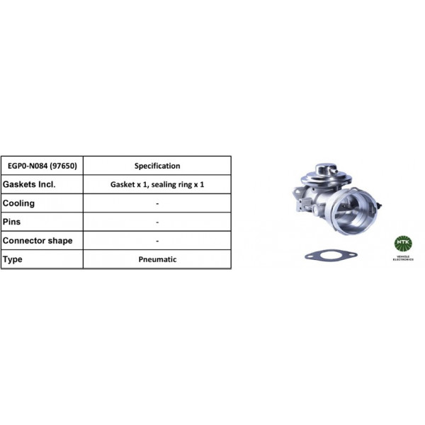 NGK EGR Valve 97650 / EGP0-N084 to suit Audi and Ford and Seat and Skoda and Volkswagen image