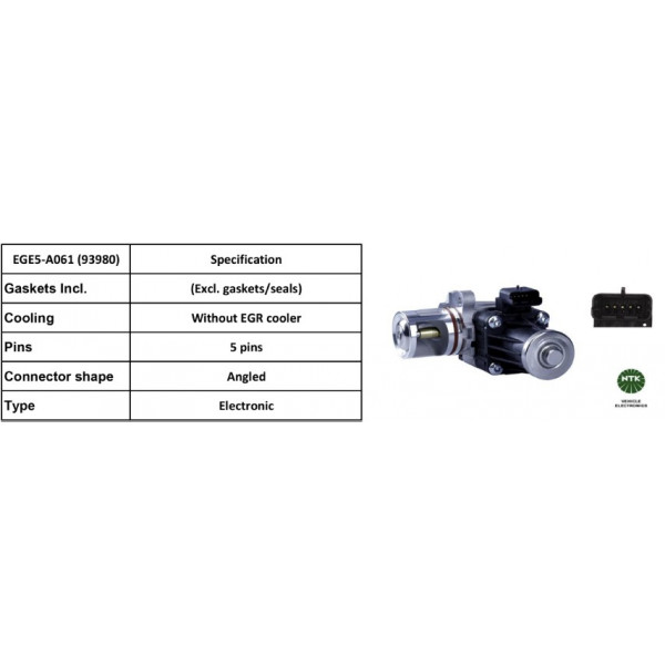 NGK EGR Valve 93980 / EGE5-A061 to suit Citroen and Fiat and Ford and Peugeot and Volvo image
